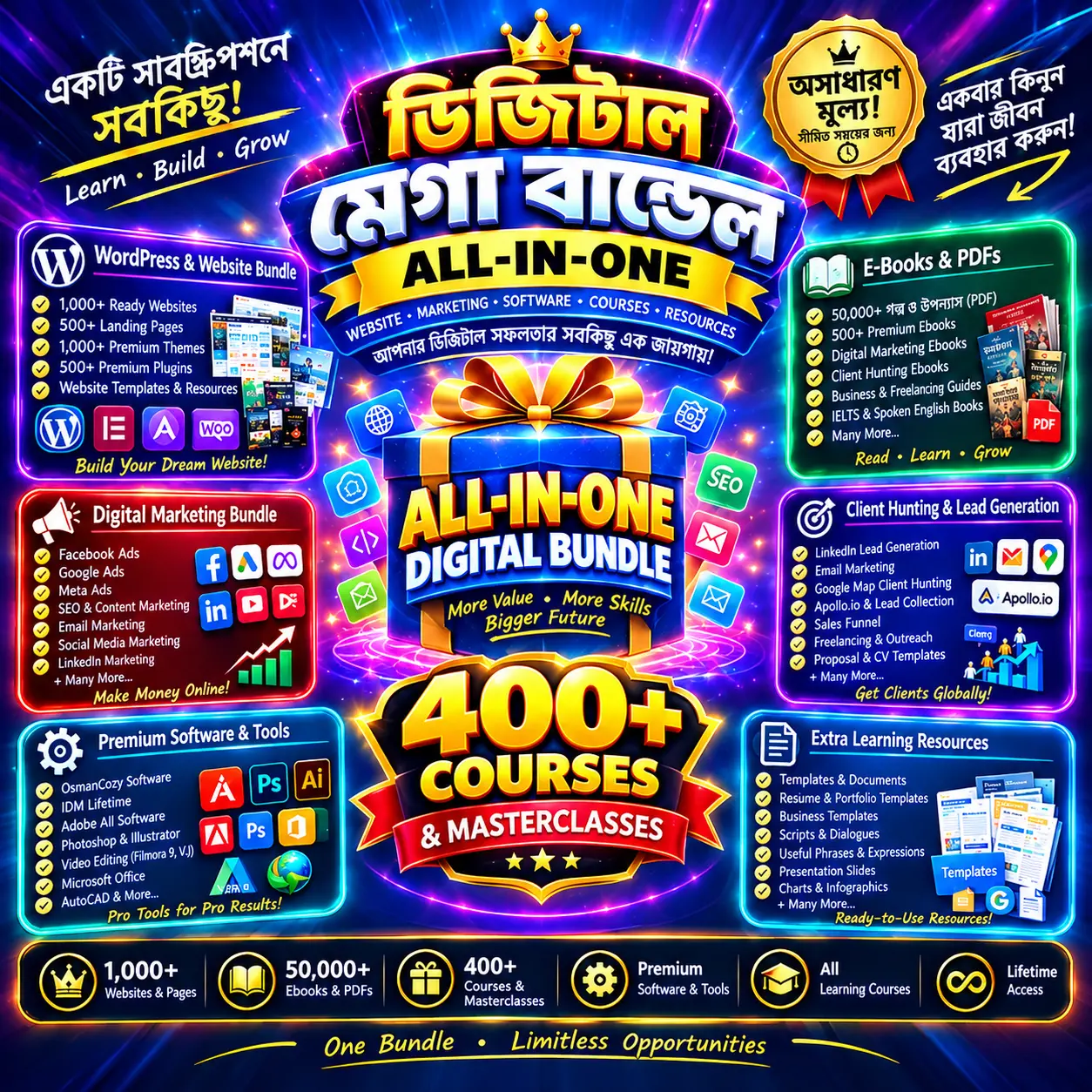 The Ultimate All-in-One Digital Mega Bundle – 400+ Courses, 1,000+ Websites, Premium Software & 50,000+ eBooks - Image 6
